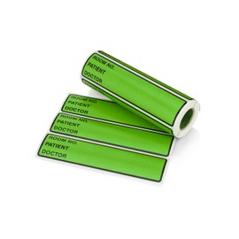 Carstens Patient I.D. Adhesive Medical Chart Labels for 1.5” – 4” Ring Binder Spines – Pre-Printed Sticker Labels (Room No. / Patient/Doctor), 5 3/8” x 1 3/8”, Green, Roll of 200