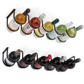 Wallniture Dijon 5 Sectional Wine Rack Wall Mounted or Under Cabinet Bottle Storage Organizer Metal Black Set of 2