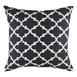 TreeWool, (2 Pack) Cushion Covers Trellis Accent in Cotton Canvas (50 x 50 cm, Black & White)
