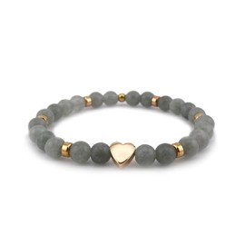 Luxfancy Pulsera Jade Birmano, Set de 2 Pulseras de Piedras Naturales, con Chapa de Oro, + 1 Regalo adicional..!! (Jade Birmano)