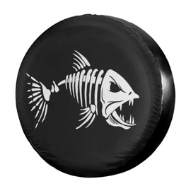 Foruidea Bones Fish Tire Cover Waterproof Dust-Proof UV Sun Wheel Tire Cover Fit for Jeep,Trailer, RV, SUV and Many Vehicle 17 Inch