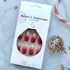 Christmas Press on Nails Medium Almond Fake Nails with Burgundy