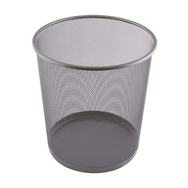 D.RECT Office Waste Paper Bin, 12 L, Wire Mesh Waste Paper Bin, Metal Office Bucket, Mesh Round, Silver