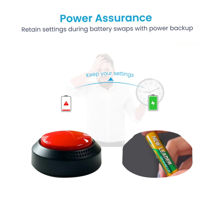TimeVocalist Extra Large Talking Alarm Clock Button,One-Touch Use and Optional