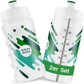 HiLo sports Set of 2 Bicycle Water Bottles, 500 ml, Sugarcane Wheel Bottle, Tight Sports Bottle, Bicycle Bottle, Bicycle Bottle (White, Green)