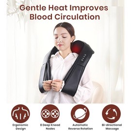 Back and Neck Massager with Heat, Electric Deep Tissue 3D Kneading Massage Pillow for Shoulder, Legs, Foot and Body, Relax Gifts for Women Men Comfort, Best Gifts for Family, Friends:_Black