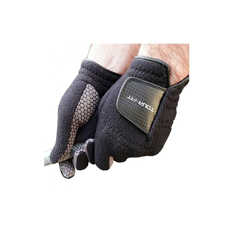 Tour Fit Winter Golf Gloves (Mens Black, Large)