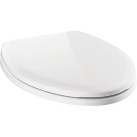 Delta Faucet Sanborne Elongated Standard Close Toilet Seat - 810902-WH - Durable, Comfortable Toilet Seat with Non-Slip Bumpers - White