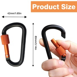 Locking Carabiner Clips, 8 Colours Carabiner with Screw Cap, Multifunctional Carabiner Hooks for Camping, Fishing, Hiking or Travel