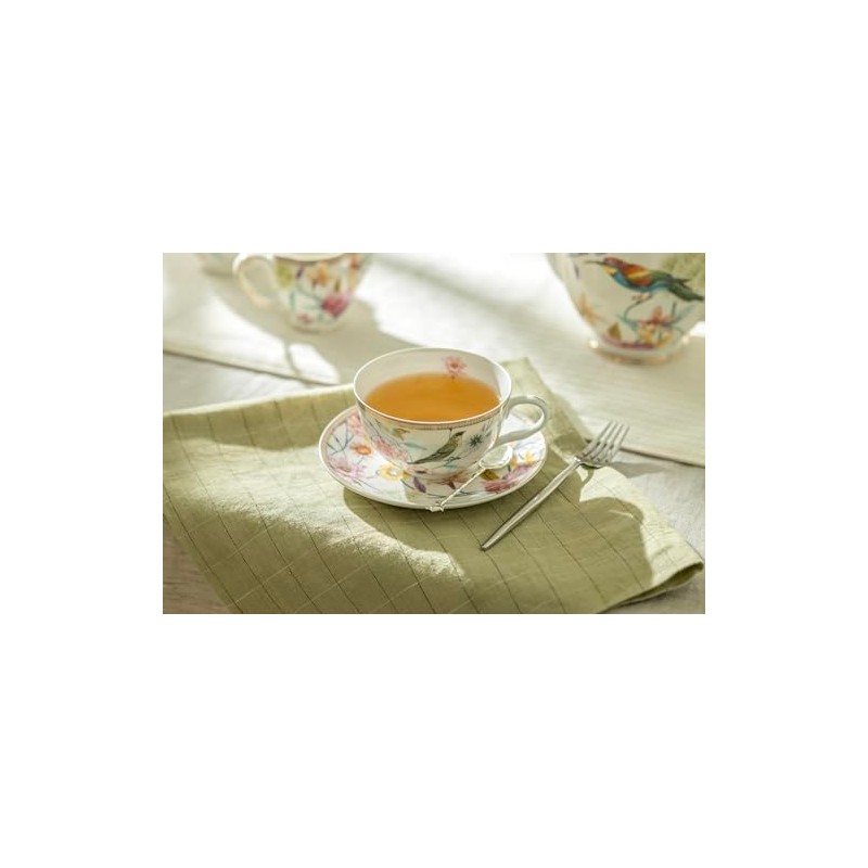 Grace Teaware Spring Flowers with Bird Fine Porcelain Latte Cup