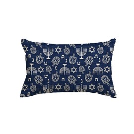 AVOIN colorlife Hanukkah Menorah Stars Blue Throw Pillow Cover, 12 x 20 Inch Holiday Cushion Case for Sofa Couch