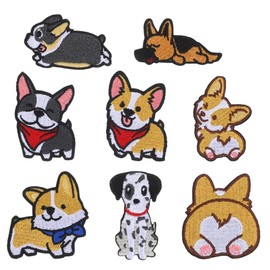 LALAFINA 8pcs Dogs Iron on Patches Dog Embroidered Patch Corgi Stickers Sew on Patches Diy Decoration for Clothes, Dress, Hat, Socks, Jeans, Diy Decoration