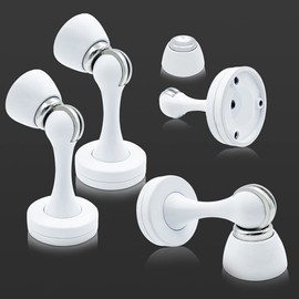 Magnetic Door Stoppers, 4 Pack Magnetic Door Stops White Stainless Steel Doorstop Soft Magnet Door Catch Holder for Wall
