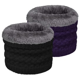 ehsbuy Winter Neck Warmer Thermal Snoods for Men Gift Women Windproof Fleece Knit Neck Gaiter Scarf Thick Neck Tube for Skiing Cycling Motocycle