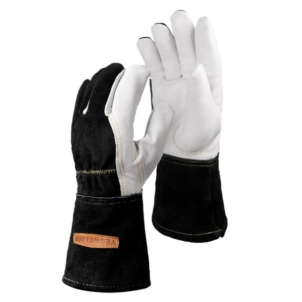 YESWELDER Welding Gloves, Goat Leather, Heat Resistant Gloves, Welding Professional Gloves, Work Gloves, Outdoor Use, Abrasion Resistant, TIG Welding, High Sensitivity, Abrasion Resistant, XL Size