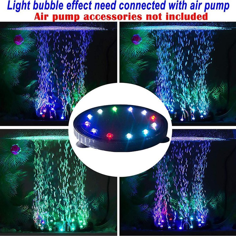 12LED Aquarium Bubble Light Submersible Fish Tank LED Air Bubbler
