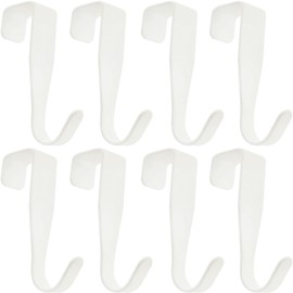 JEYORZY Pack of 8 Door Hooks, Door Hooks for Hanging, Coat Hooks for Outdoors, Home, Clothes Hooks, Door, Hooks for Hanging, Sturdy Hanging, No Drilling Required, Suitable for Standard Doors (White)