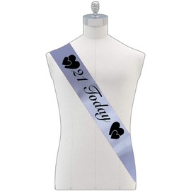 HerbyDesigns 21 Today, Birthday Sash, Perfect for Parties, 6 Colours Available (Silver)