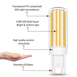 TZHILAN G9 Led Bulb Dimmable 60w 80w Halogen Equivalent, 2700K Soft Warm White 700LM, Ceramic G9 Bi Pin Base AC120V No-Flicker, Chandelier Pendant Wall Ceiling Ligting, Pack of 5