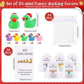 Unittype 24 Sets Christmas Inspirational Gift Set You're Great Cheer up Cards Thank You Gift Mini Resin Ducks with Organza Bags Bulk Pocket Favors for Students Coworkers(Bright Color)