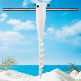 FactionGarden Umbrella Stand Outdoor Base, Heavy Duty Beach Umbrella Sand Anchor 17 Inches Metal No Dig Ground Umbrella Holder, Christmas Tree Stand Base（White）