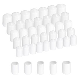 sourcing map 50pcs Round Rubber End Caps Protective Caps 11mm 12mm 13mm 14mm 15mm White Screw Thread Protectors