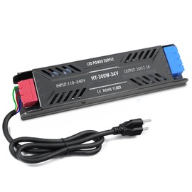 SUCIKORIO 24V 300W LED Power Supply With Plug, Ultra Slim LED Transformer 110-240V AC to 24V DC 12.5A Converter Quiet Low Volt LED Driver Constant Voltage Driver Adapter for Led Strip Lights, led Lamp