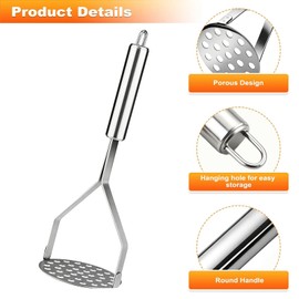 Stainless Steel Potato Masher, Labor-Saving Heavy Duty Potato Ricer,