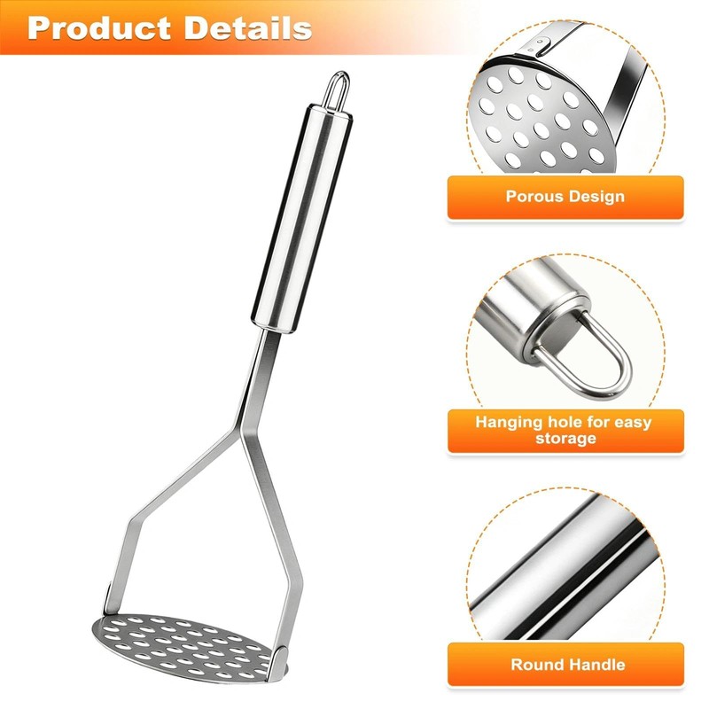 Stainless Steel Potato Masher, Labor-Saving Heavy Duty Potato Ricer,
