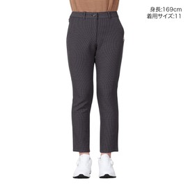 Munsing Wear MG4FLP80L Women's Golf Pants, 9/4 Length, Houndstooth Pattern, Plain, Stretch, Belt Loop, Golf Pants,, BK00 (Black)