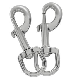 AKVIBG 2 Pack Heavy Duty Swivel Snap Hooks, 87mm Dog Leash Hooks D Ring,Flag Clips，Smooth Single Ended Trigger Snap Hooks for Pet Leash/Boat Rope/Flagpole Rope/Keychain
