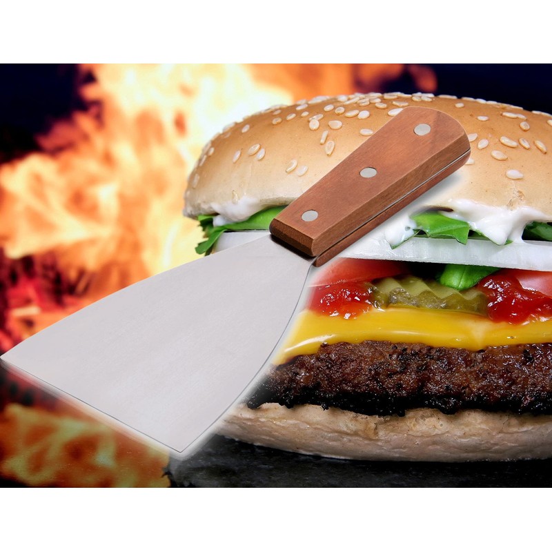 Kerafactum Slanted Pulled Pork Spatula for Hamburger Fried Egg, Grill