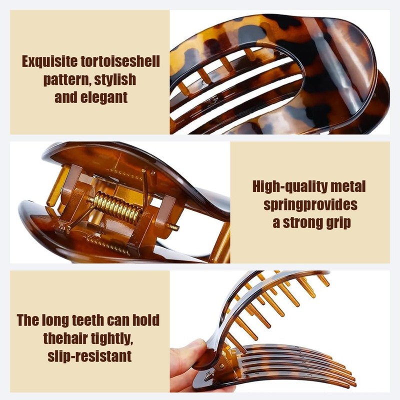 SGERUFZ 4 Stück Flache Haarklammern, Flat Claw Clip für Damen,