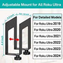 tiebutie Adjustable Wall Mount for All Roku Ultra Holder - Metal Holder for Roku Ultra Mount with Remote Holder Designed with Optional Mounting Methods for Space Saving