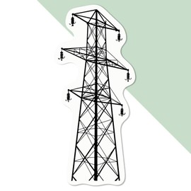 Medium 100mm 'Electric Pylon' Permanent Sticker Decal for Cars/Windows/Bins/Walls etc (DW00112669)