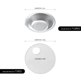12 Pieces Stainless Steel Paint Mixing Bowls with 1 Acrylic Palette, Model Coloring Tool, Easy to Pour, Used for Painting Lovers