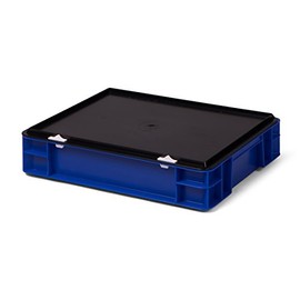 Euro Travel/Storage Container – Blue with Black Screw Cap 400X300X86 mm (L x W x H), Walls and Closed Base – PPN