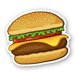 Squiddy Cheeseburger Cute Cartoon Junk Food Yum - Vinyl Sticker for Car, Laptop, Notebook (5" Wide)