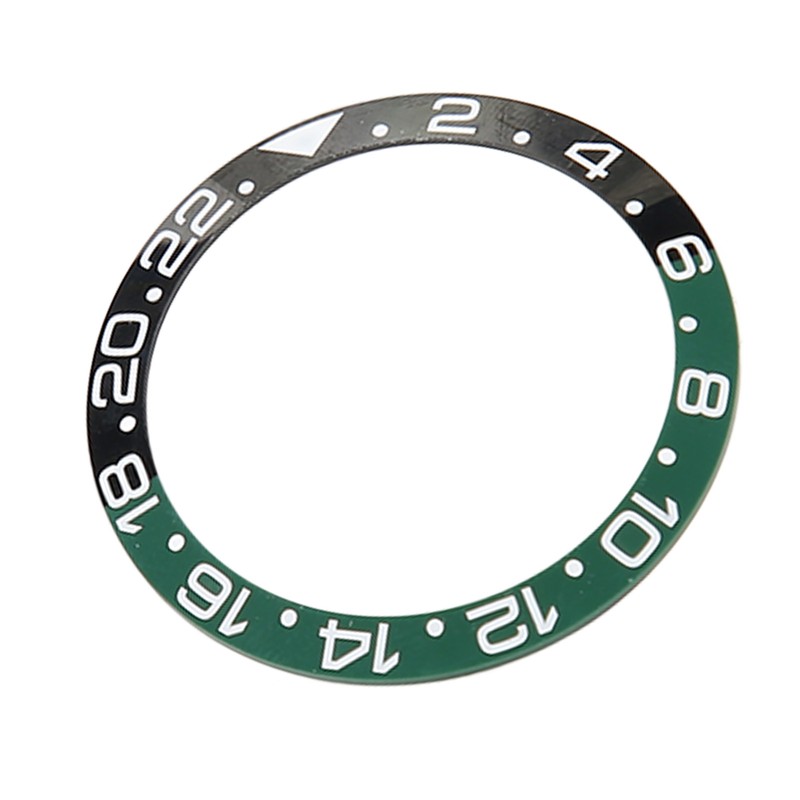 38mm Diameter GMT Watch Bezel Insert Ring Black Green Base