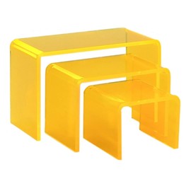 Generic T'z Tagz New 3 Piece Neon Yellow Acrylic Showcase Riser Display Stand Set