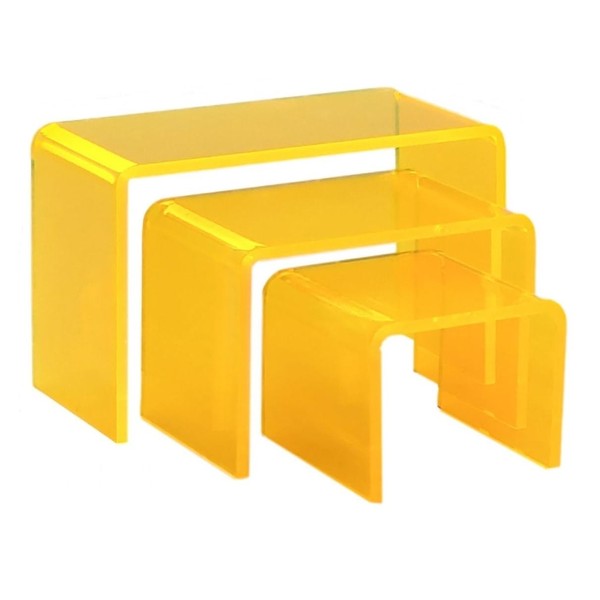 Generic T'z Tagz New 3 Piece Neon Yellow Acrylic Showcase