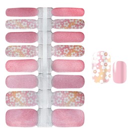 SILPECWEE 5 Sheets Nail Polish Strips Flower Adhesive Nail Stickers Full Nail Wraps Nail Polish Stickers for Women Nail Accessories with 1pc Nail File