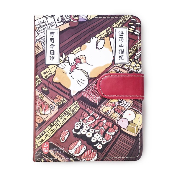 Composition Notebook with Magnetic Clasp, Leather Cover Diary,Cute Japanese Cartoons