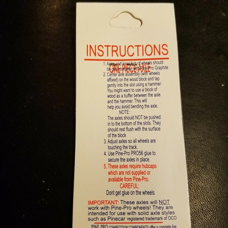 PINE PRO Pine Car Derby Axles 2.5" 2/Pkg 726440100901