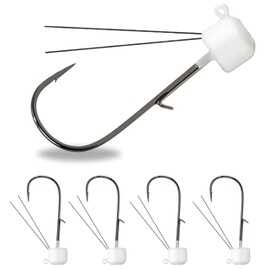 Reaction Tackle Tungsten Mushroom Head Ned Rig Shroom Jig Heads for Finesse Fishing, Weedless Jig Head for Bass Fishing with Soft Lures (5-Pack) 1/6oz White weedless