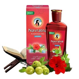 Navratna Ayurvedic Cool Oil | with 9 Active Herbal Ingredients | Relaxing Head Massage Oil | Revitalizes Scalp & Strengthen Hairs | Provides Cooling Effects | 3.38 Fl Oz/100ml