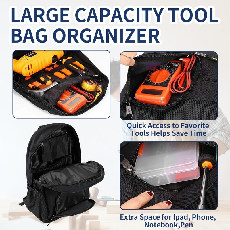 Tool Backpack Heavy Duty,1680D Implements Carrier for Electrician,Havc Tool Bag