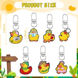 30 PCS Duck Keychain Rubber Mini Duck Keychains Duck Charms Pendant Accessories Duck Party Favors Key Chain Accessories for Keys Backpack Bag Gifts(Yellow Duck)