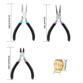 Set of 3 Jewellery Pliers, Pliers for Jewellery Making, Pliers Tools with Long Nose Pliers/Chain Pliers/Side Cutters, Wire Cutters Pliers for Jewellery Making Tool Jewellery Making Repair
