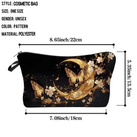 Livel lhood Moon Butterfly Makeup Bag Cute Small Organizer Zipper Pouch Golden Moon Butterfly Cosmetic Bag Birthday Present for Women Friends